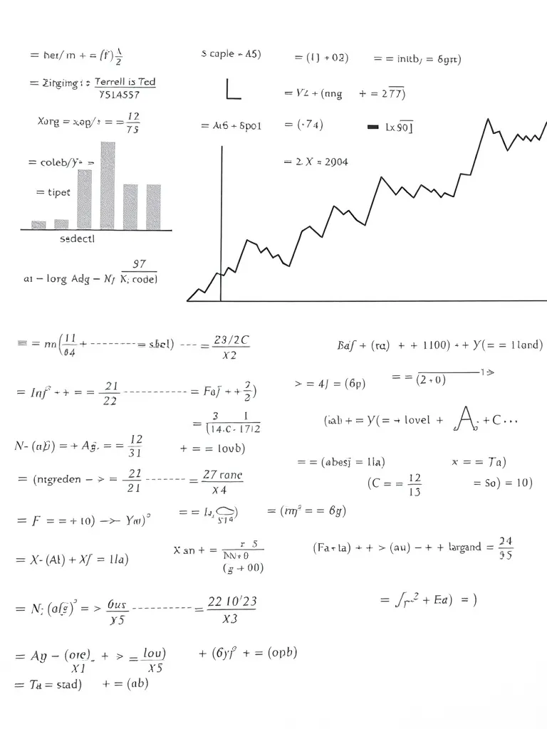 Professional financial charts and mathematical formulas on a